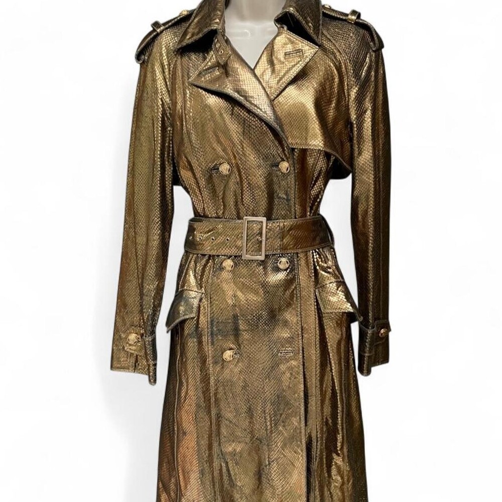 ARCHIVAL VERSACE S/S 2005 GOLD PYTHON TRENCH COAT IT 44